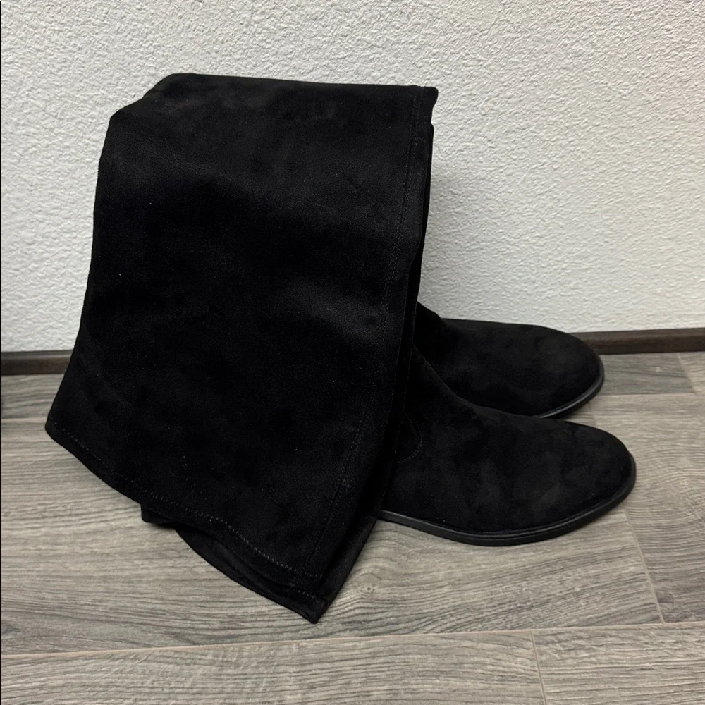 Kenneth Cole Women Medium Wind,y Over,The,Knee Boots, Black